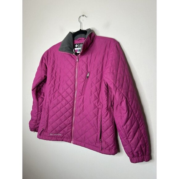 Columbia Women’s Quilted Core Full Zip Pink Purple Jacket Coat Size Medium - Picture 2 of 7